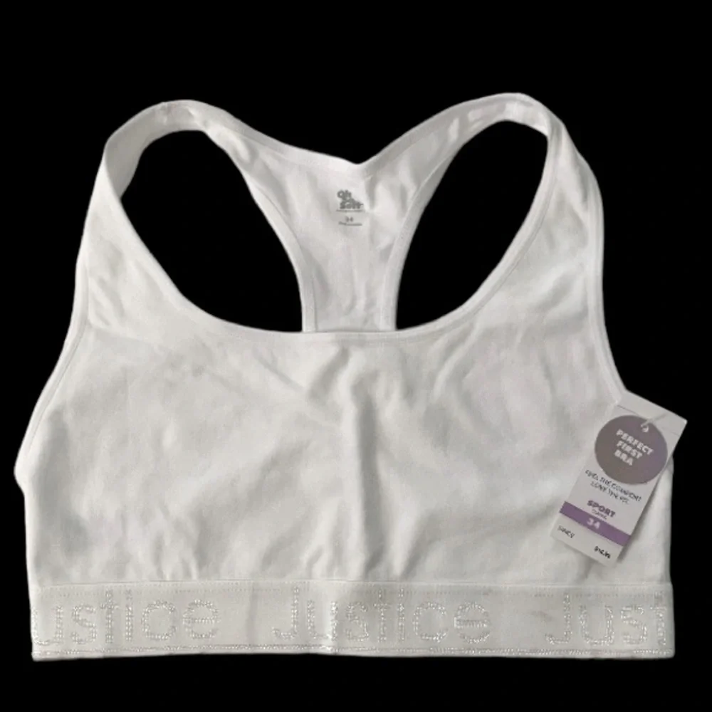 JUSTICE Girls White Sports Bra Size 34 NWT
